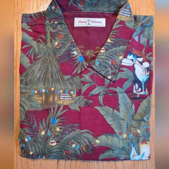 Tommy Bahama Other - Tommy Bahama Maroon Tropical Toucan Men's Shirt. 100% Silk. Christmas Themed